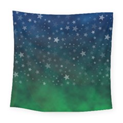 Background Blue Green Stars Night Square Tapestry (large)
