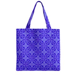 Decor Pattern Blue Curved Line Zipper Grocery Tote Bag