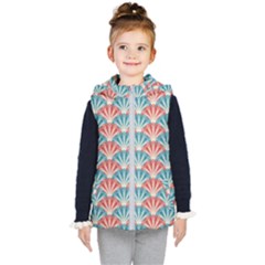 Seamless Patter Peacock Feathers Kids  Hooded Puffer Vest
