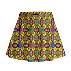 Background Image Geometric Mini Flare Skirt by Pakrebo