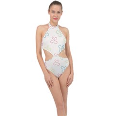 Flower Background Nature Floral Halter Side Cut Swimsuit by Mariart