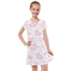 Pastel Pink Hearts Kids  Cross Web Dress by retrotoomoderndesigns