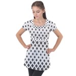 Black And White Tribal Puff Sleeve Tunic Top