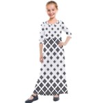 Black And White Tribal Kids  Quarter Sleeve Maxi Dress