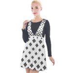 Black And White Tribal Plunge Pinafore Velour Dress