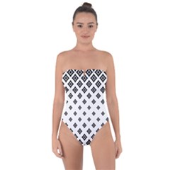 Black And White Tribal Tie Back One Piece Swimsuit by retrotoomoderndesigns