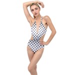 Black And White Tribal Plunging Cut Out Swimsuit