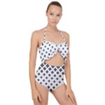 Black And White Tribal Scallop Top Cut Out Swimsuit