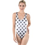 Black And White Tribal High Leg Strappy Swimsuit