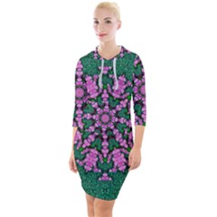 The Most Uniqe Flower Star In Ornate Glitter Quarter Sleeve Hood Bodycon Dress by pepitasart