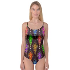 Abstract Background Colorful Leaves Purple Camisole Leotard 