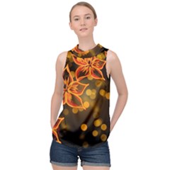 Flowers Background Bokeh Leaf High Neck Satin Top by Mariart