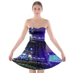 Columbus Commons Lights Strapless Bra Top Dress by Riverwoman