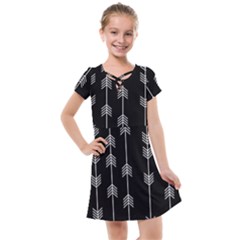 Black And White Abstract Pattern Kids  Cross Web Dress by Valentinaart