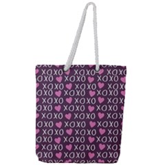 Xo Valentines Day Pattern Full Print Rope Handle Tote (large) by Valentinaart