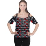 XO Valentines day pattern Cutout Shoulder Tee