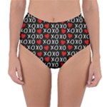 XO Valentines day pattern Reversible High-Waist Bikini Bottoms