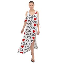 Xo Valentines Day Pattern Maxi Chiffon Cover Up Dress by Valentinaart