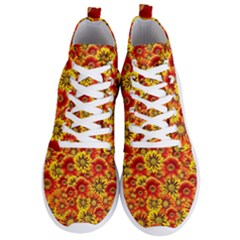 Brilliant Orange And Yellow Daisies Men s Lightweight High Top Sneakers by retrotoomoderndesigns