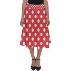 Red White Polka Dots Perfect Length Midi Skirt by retrotoomoderndesigns