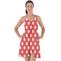 Red White Polka Dots Show Some Back Chiffon Dress by retrotoomoderndesigns