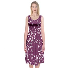 Magenta And White Abstract Print Pattern Midi Sleeveless Dress by dflcprintsclothing