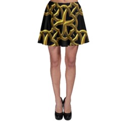 Gold Black Starfish Skater Skirt by retrotoomoderndesigns