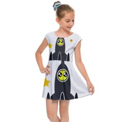 Spacecraft Star Emoticon Travel Kids  Cap Sleeve Dress by Wegoenart