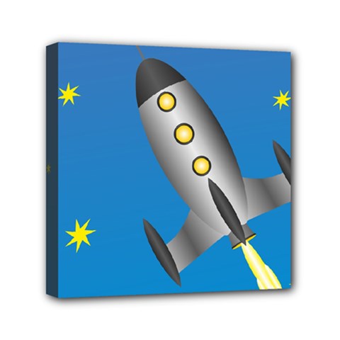Rocket Spaceship Space Travel Nasa Mini Canvas 6  X 6  (stretched) by Wegoenart