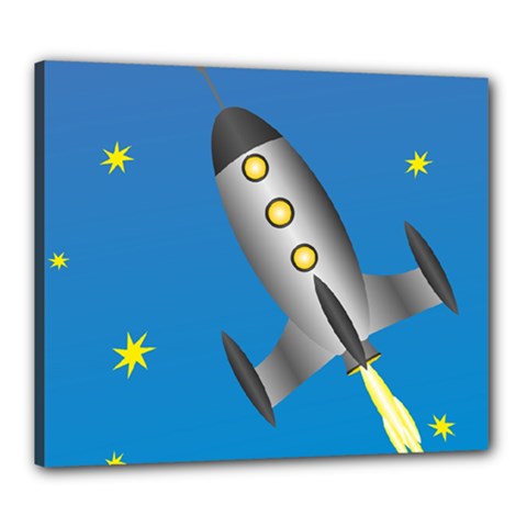 Rocket Spaceship Space Travel Nasa Canvas 24  X 20  (stretched) by Wegoenart