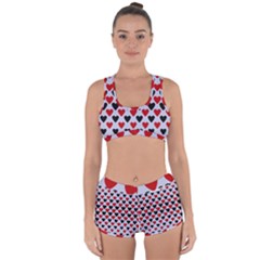 Red & White Hearts- Lilac Blue Racerback Boyleg Bikini Set by WensdaiAmbrose