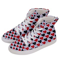 Red & White Hearts- Lilac Blue Men s Hi-top Skate Sneakers by WensdaiAmbrose