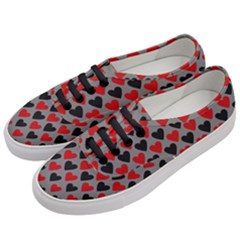 Red & Black Hearts - Grey Women s Classic Low Top Sneakers by WensdaiAmbrose