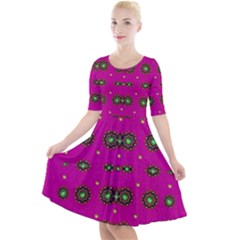 Stars In Fern And Love Ornate Quarter Sleeve A-line Dress by pepitasart