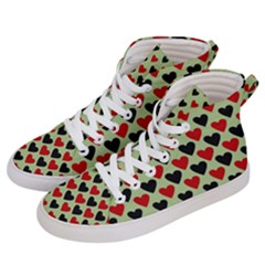 Red & Black Hearts - Olive Women s Hi-top Skate Sneakers by WensdaiAmbrose
