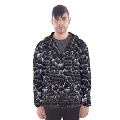 Black And White Grunge Cracked Abstract Print Hooded Windbreaker (men) by dflcprintsclothing