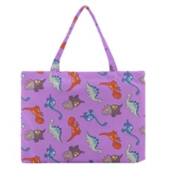 Dinosaurs - Violet Zipper Medium Tote Bag by WensdaiAmbrose