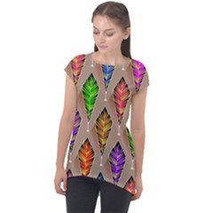 Abstract Background Colorful Leaves Cap Sleeve High Low Top by Alisyart