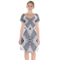 Pattern Tile Repeating Geometric Short Sleeve Bardot Dress