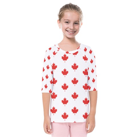 Maple Leaf Canada Emblem Country Kids  Quarter Sleeve Raglan Tee by Mariart