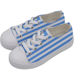 Blue Stripes Kids  Low Top Canvas Sneakers by snowwhitegirl
