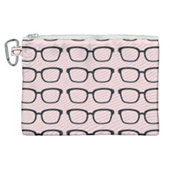 Nerdy Glasses Pink Canvas Cosmetic Bag (xl) by snowwhitegirl