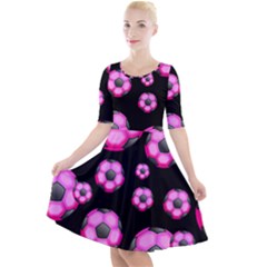 Wallpaper Ball Pattern Pink Quarter Sleeve A-line Dress by Alisyart