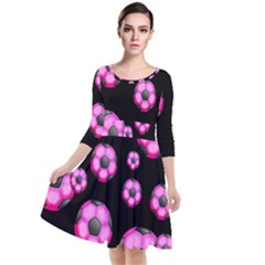 Wallpaper Ball Pattern Pink Quarter Sleeve Waist Band Dress by Alisyart