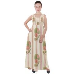 Lotus Flower Waterlily Wallpaper Empire Waist Velour Maxi Dress