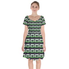 Green Cassette Short Sleeve Bardot Dress by snowwhitegirl