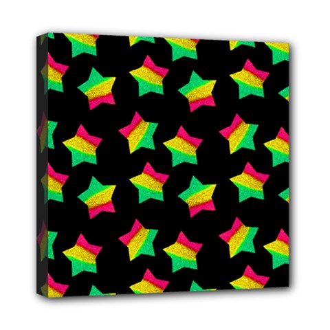 Ombre Glitter Pink Green Star Pat Mini Canvas 8  X 8  (stretched) by snowwhitegirl