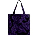 Tropical Leaves Purple Zipper Grocery Tote Bag View1