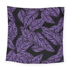 Tropical Leaves Purple Square Tapestry (large)