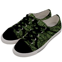 Tropical Leaves On Black Men s Low Top Canvas Sneakers by snowwhitegirl